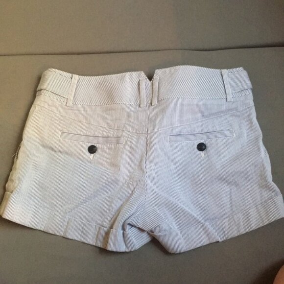 Express Seersucker Blue & White Mini Shorts | Size 4 - Picture 2 of 4